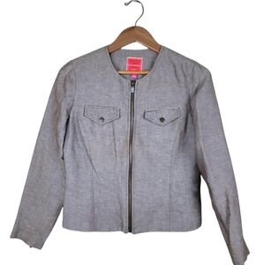 ISAAC MIZRAHI flat collar zip Up Women's Short Jacket